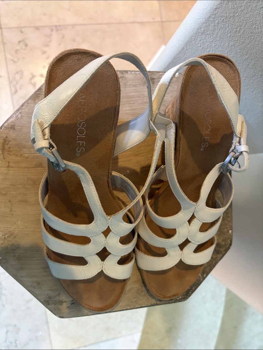 AEROSOLES White Multi-Strap Wedge Sandals- ONLY WORN ONCE